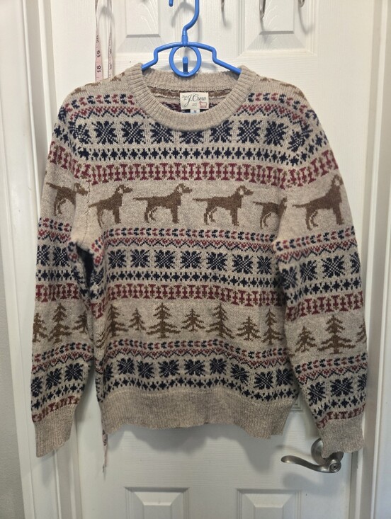 J. Crew Other - J. Crew Cream Crewneck Fair Isle Wool Sweater with Dog Motif NWOT Size M